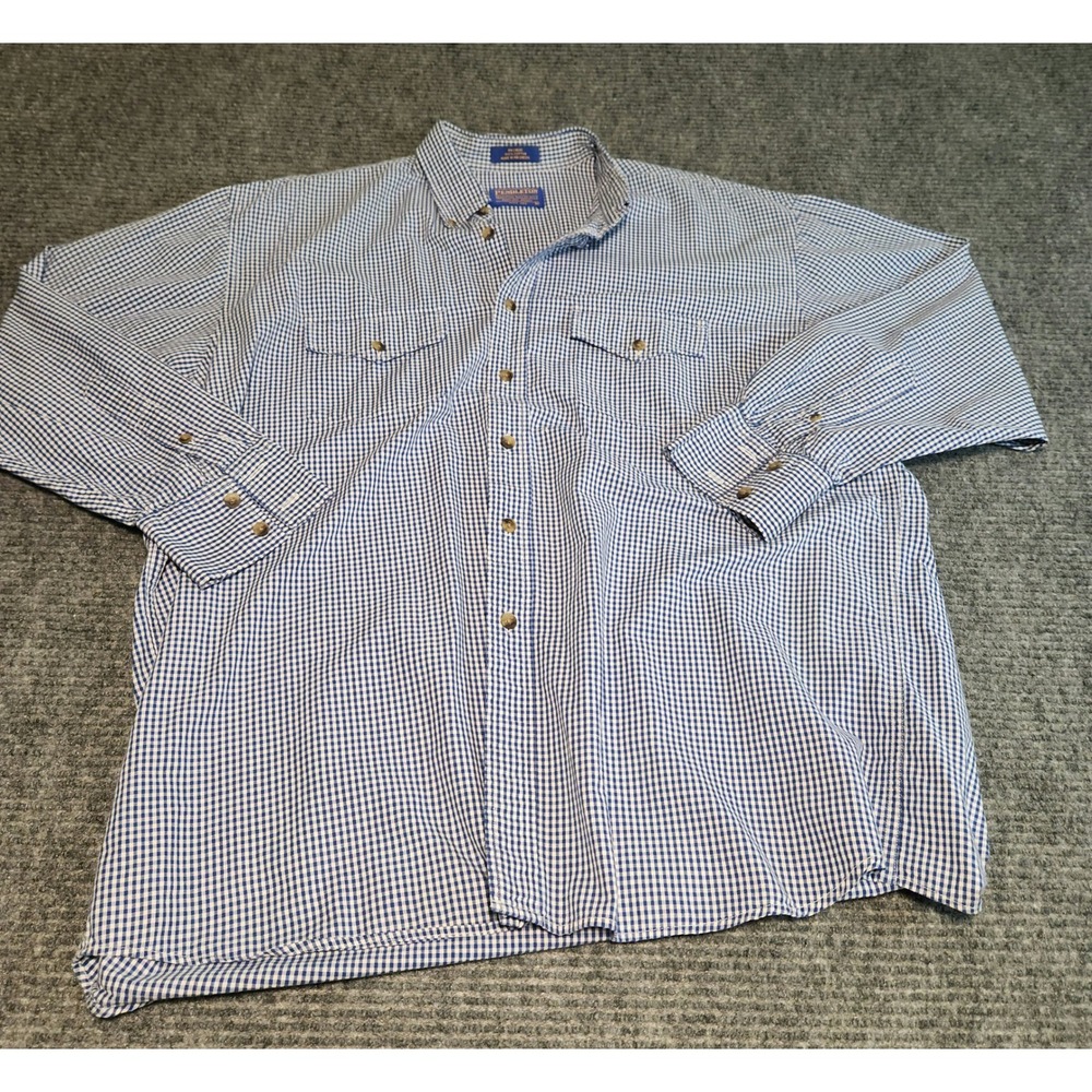 Pendleton Mens Blue Gingham Cotton Button Down Sh… - image 4
